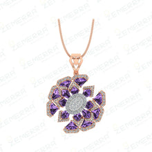 14K Rose Gold Purple Gemstone Pendant – New Design Sarafa Bazar India