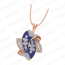 Best Choice 14K Gold Diamond Curved Swirl Pendant Set Sarafa Bazar India