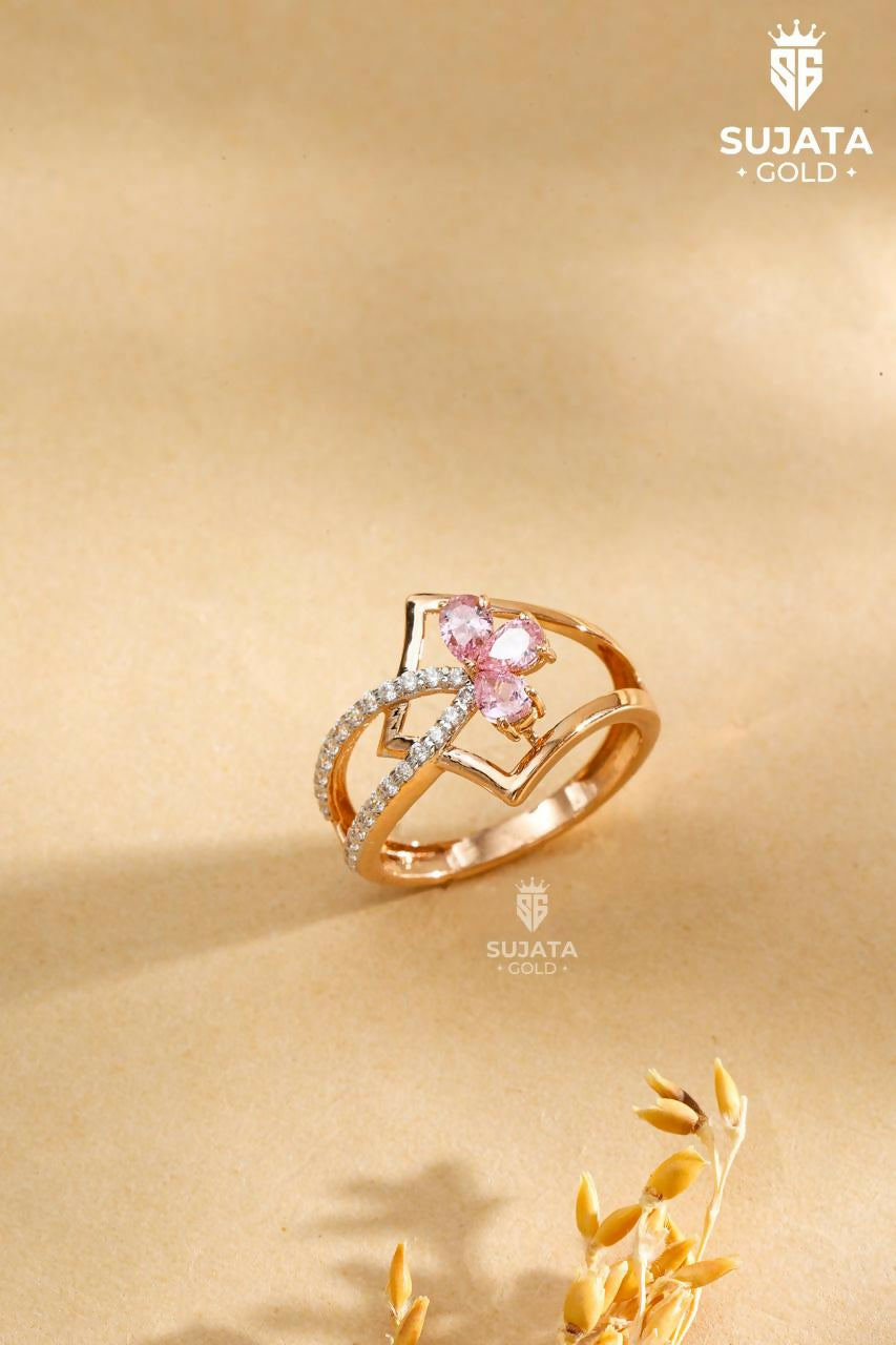 Exclusive Rose Gold Ladies Ring Sarafa Bazar India