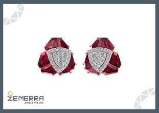 Classic 14K Diamond Studs Earrings With Gemstone