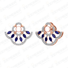 14K Rose Gold Diamond Stud Earring With Pearls Sarafa Bazar India