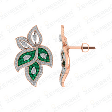 Elegant 14K Rose Gold Diamond Pendant Set With Green Stone Sarafa Bazar India