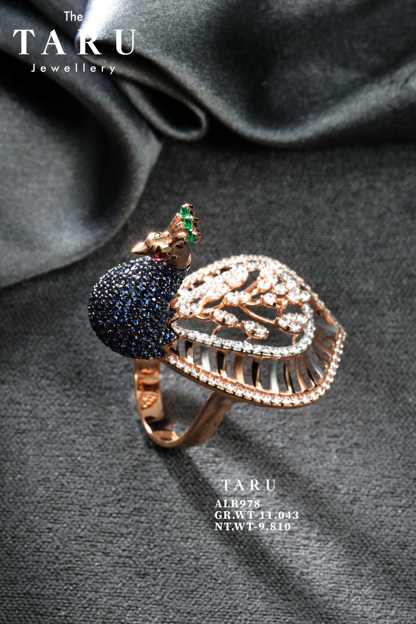 18kt Rose Gold Peacock Rings Sarafa Bazar India