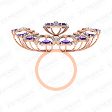 Lavish 14K Rose Gold Diamond Floral Cocktail Ring Sarafa Bazar India