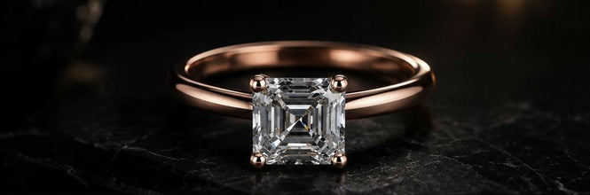 Asscher Cut Lab Grown Diamond Women's Ring 9Kt White Gold Sarafa Bazar India