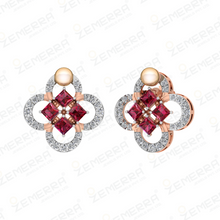 Lavish 14k Rose Gold Diamond Floral Design Pendant Set Sarafa Bazar India