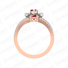 Lavish 14K Rose Gold Diamond Red Ruby Ring Sarafa Bazar India