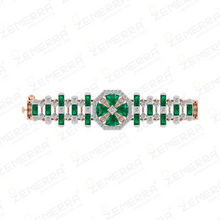 Dizzling Diamond Bracelets Green Stone in 14K Gold Sarafa Bazar India
