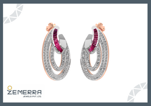 Premium 14K Rose Gold Diamond Earring Fine Jewelry