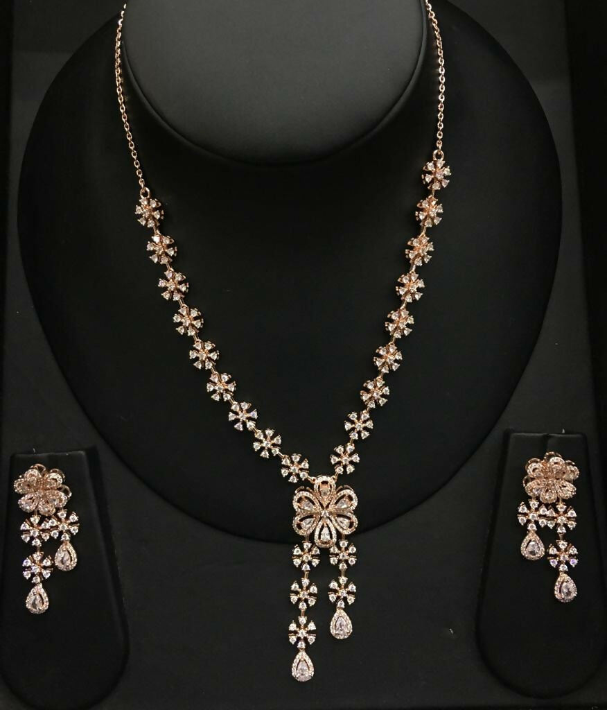 925 Silver Rose Gold Necklace Sarafa Bazar India