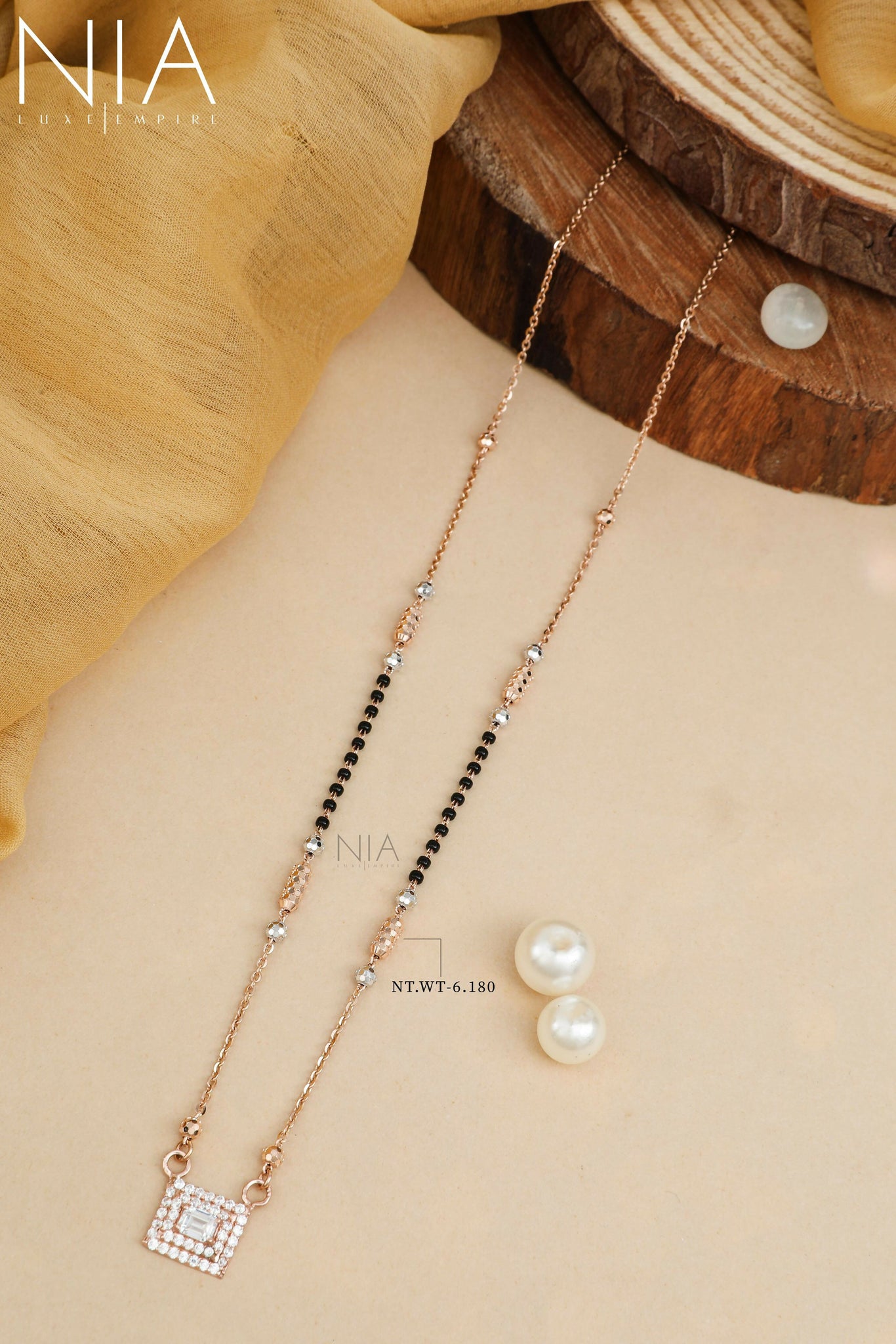 Rose Gold CZ Mangalsutra Sarafa Bazar India