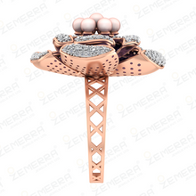 Most Loved 14K Gold Diamond Amethyst Floral Ring New Collection Sarafa Bazar India