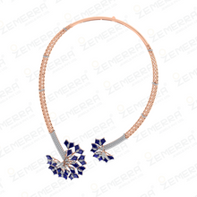 14K Real Gold Diamond Kite Shape Stone Necklace Set Sarafa Bazar India