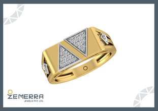 14K Gold Diamond Men's Ringa with geometric pattern