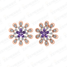 14k Rose Gold Diamond Floral Design Pendant Set Sarafa Bazar India