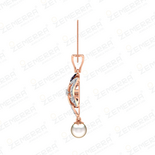 Trendy 14K Rose Gold Diamond Pendant Set with Pearl Asset Sarafa Bazar India