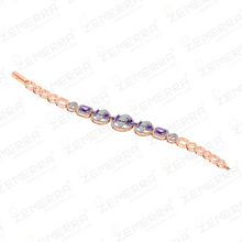 14K Rose Gold & Real Diamond Bracelets With Amethyst Stone Sarafa Bazar India