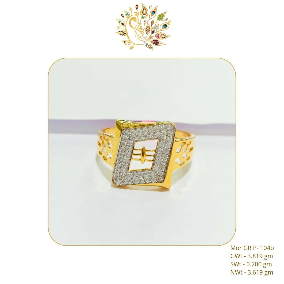 22kt Mor CZ Gents Ring Sarafa Bazar India