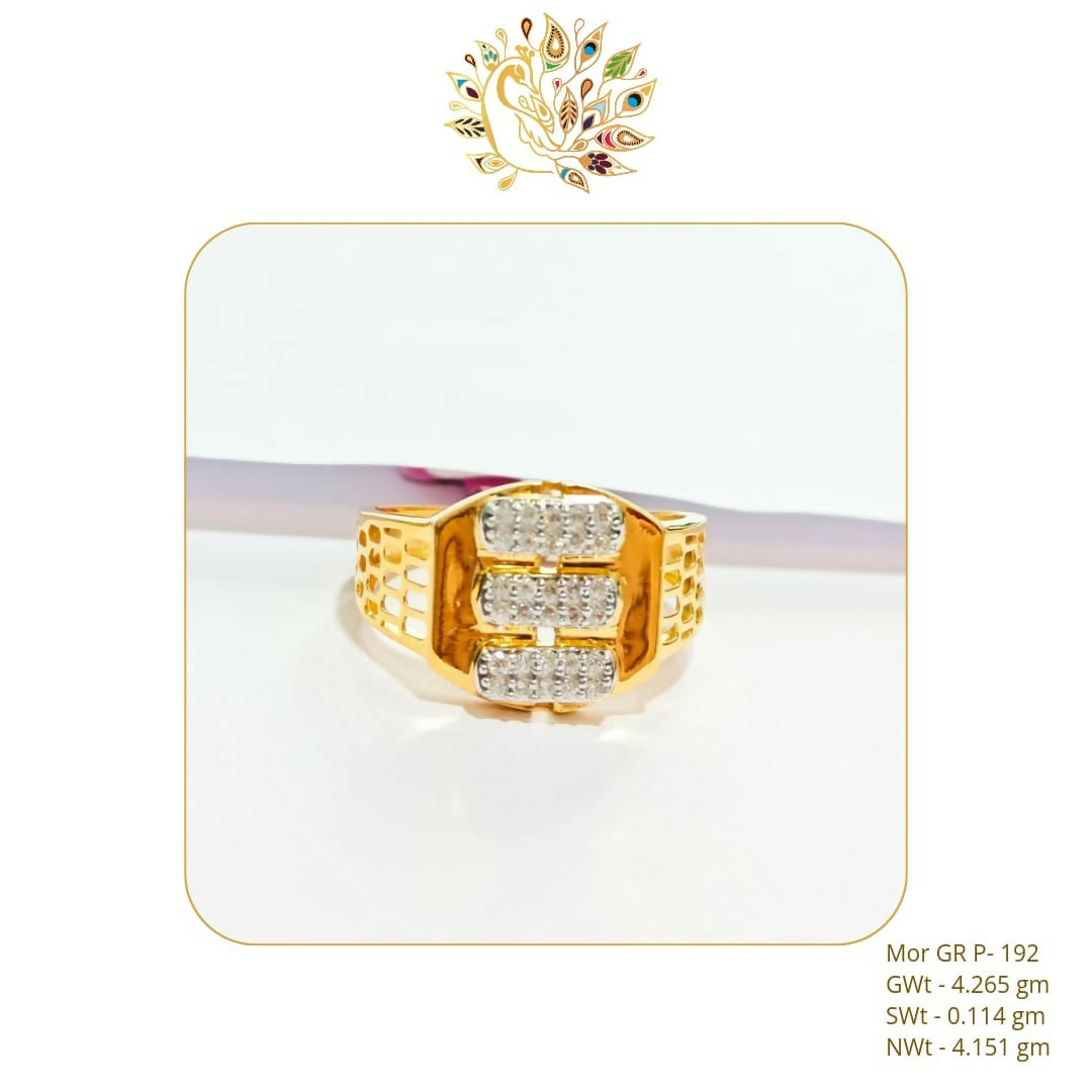 22kt Mor CZ Gents Ring Sarafa Bazar India