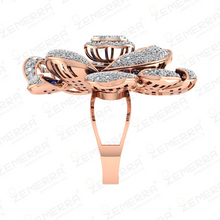 Premium 14K Rose Gold Diamond Floral Cocktail Ring Sarafa Bazar India