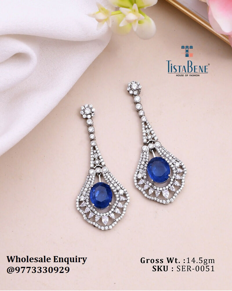 925 Silver With Semi Precious Earrings Sarafa Bazar India