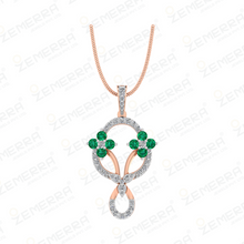 14K Rose Gold Diamond Circular Floral Pendant Set Sarafa Bazar India