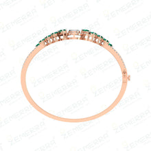 Elegant 14K Gold Diamond Bracelets With Green Pear Stone Sarafa Bazar India