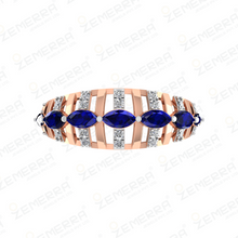 Diamond Engagement Ring With Sapphire Stone In 14K Gold Sarafa Bazar India
