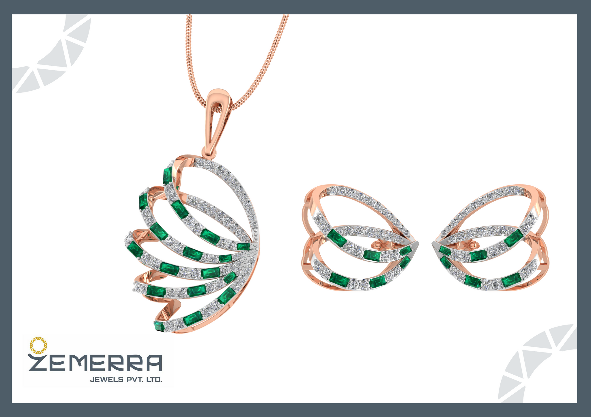 14K Rose Gold Diamond Pendant Sets Fine Jewelry For Her Sarafa Bazar India