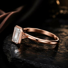 Emerald Cut Lab Grown Diamond Women's Ring 9Kt Rose Gold LR-70 Sarafa Bazar India