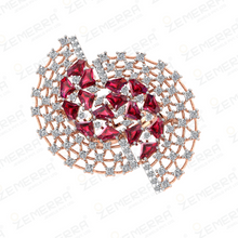 Full Finger Diamond Cocktail Ring in 14K Rose Gold Sarafa Bazar India