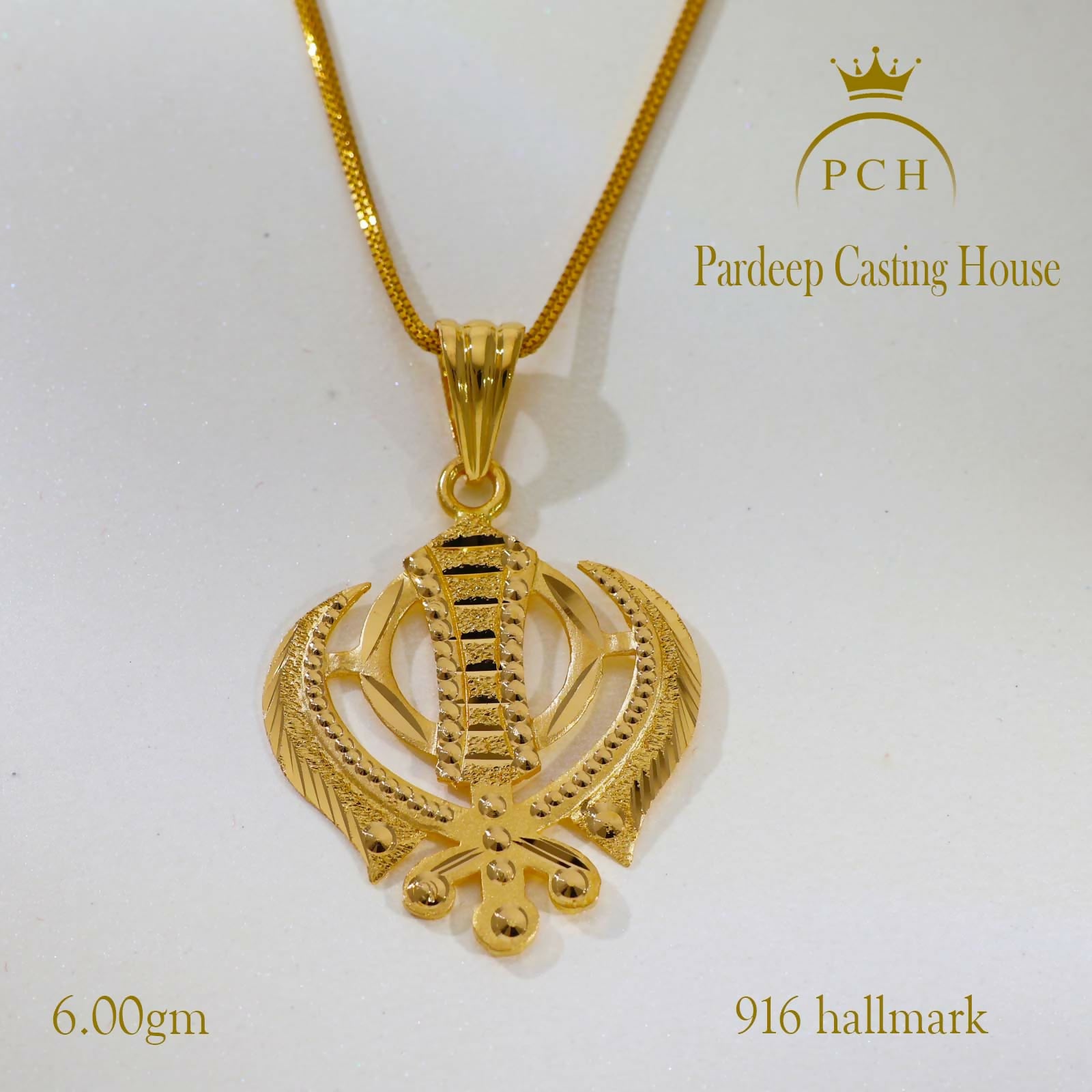 Gold Sikh Khalsa Khanda Pendant Sarafa Bazar India