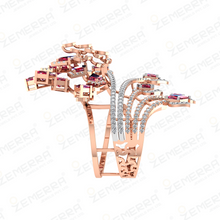 Trendy 14K Rose Gold Diamond Floral Ring Sarafa Bazar India