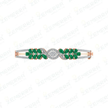 Elegant 14K Gold Diamond Bracelets With Green Pear Stone Sarafa Bazar India