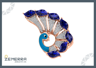 Trendy 14K Gold Diamond Peacock Ring Design new Collection Sarafa Bazar India