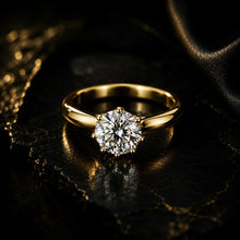 Round Cut Lab Grown Diamond Women's Ring 9Kt Yellow Gold LR-2 Sarafa Bazar India