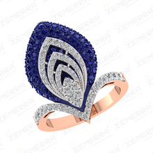 High Demand 14K Gold Diamond Large Leaf-Shaped Ring Design