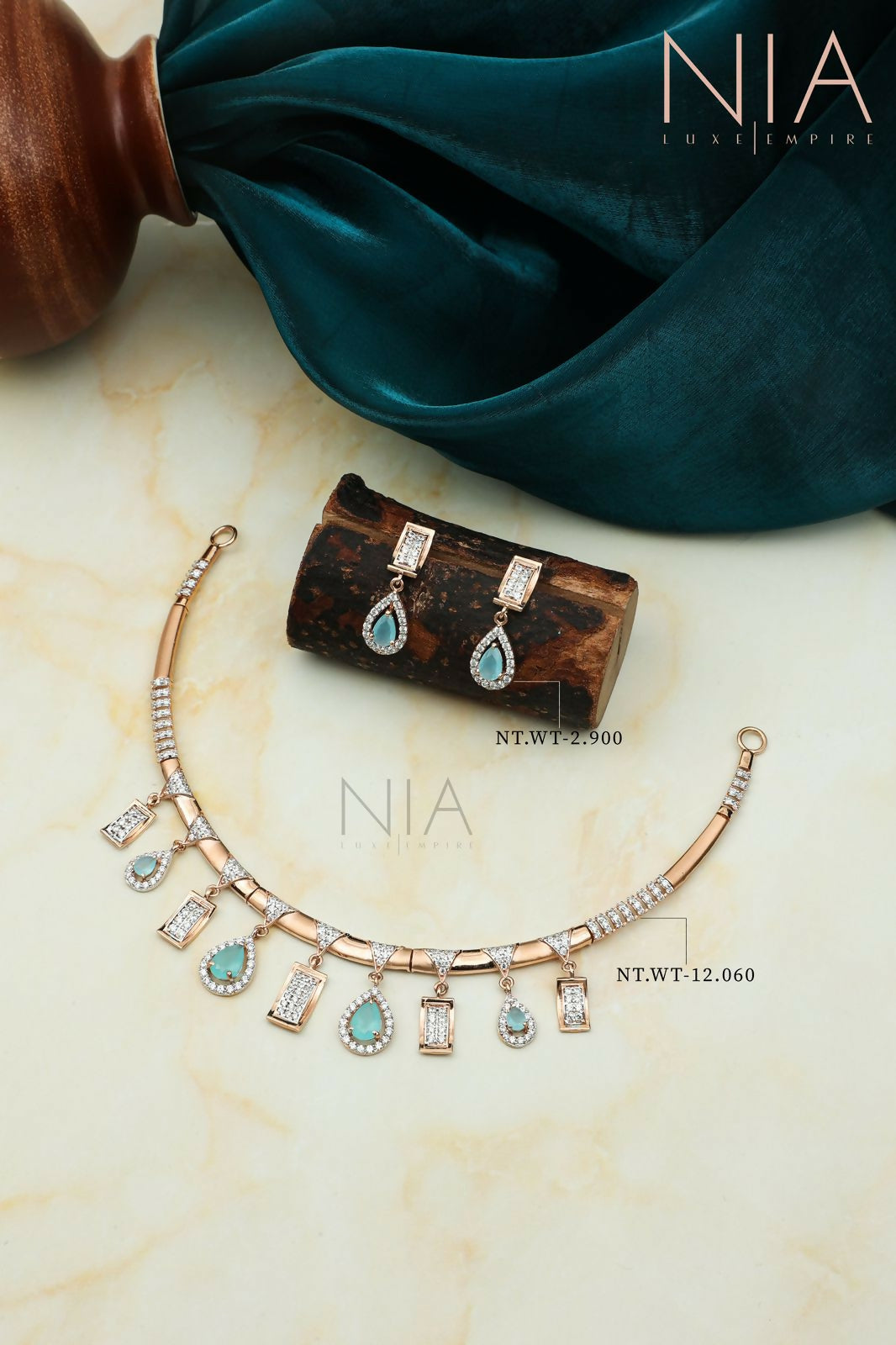 Rose Gold CZ Necklace Sarafa Bazar India