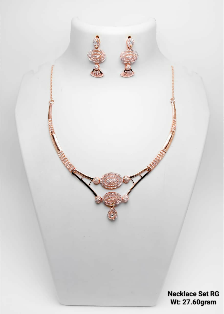 925 Silver Gold Plated Necklace Set Sarafa Bazar India