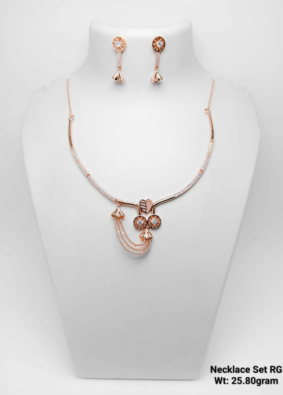 925 Silver Gold Plated Necklace Set Sarafa Bazar India