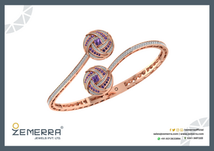 Dizzling Diamond Open Cuff Bracelets in 14K Rose Gold Sarafa Bazar India