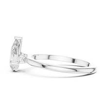 Pear Cut Lab Grown Diamond Women's Ring 9Kt White Gold LR-72 Sarafa Bazar India