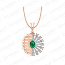 14K Rose Gold Diamond Circle Pendant Set Design Sarafa Bazar India