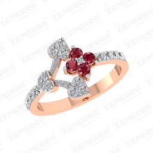 Lavish 14K Rose Gold Diamond Heart Cluster Ring Sarafa Bazar India