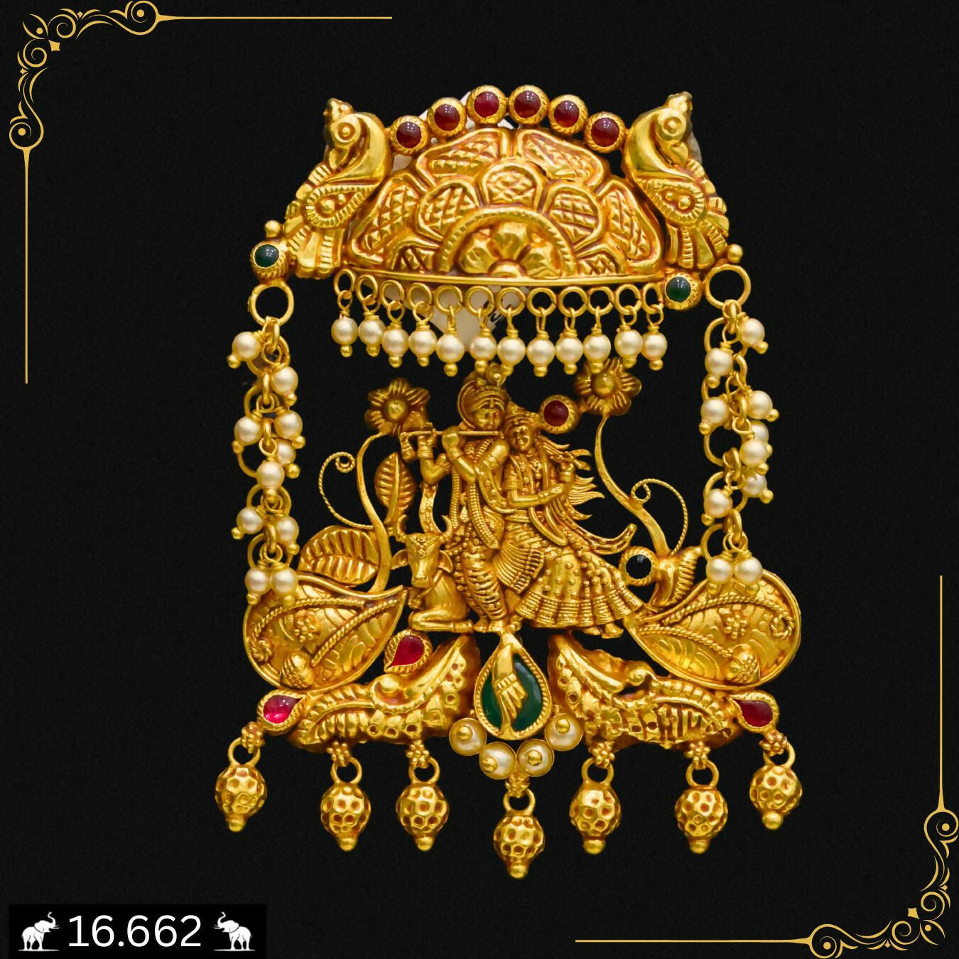 Antique Temple Pendant Set Sarafa Bazar India