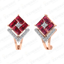 14K gold with a lab-grown diamond Bali and Ruby Buguette cut Sarafa Bazar India