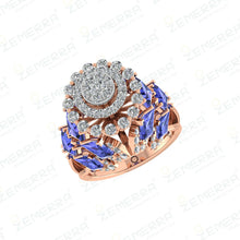 14K Rose Gold Diamond Double Halo Ring - New Design Sarafa Bazar India