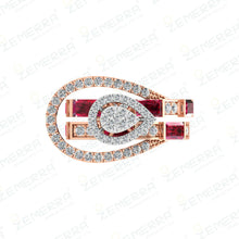 14k Gold Diamond Stylish Rings With Red Stone Sarafa Bazar India