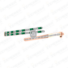 14K Rose Gold Diamond Emerald Bangle Bracelet Sarafa Bazar India