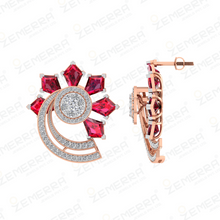 Unique 14K Gold Diamond Abstract Spiral Cluster Pendant Set Sarafa Bazar India